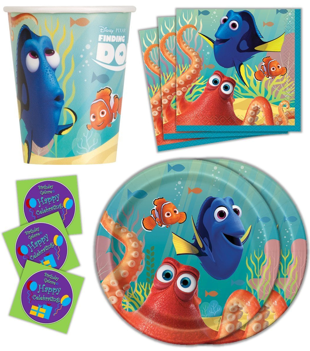 Finding Dory Birthday Party Supplies Set Plates Napkins Cups Tableware Kit for 16 Plus Stickers