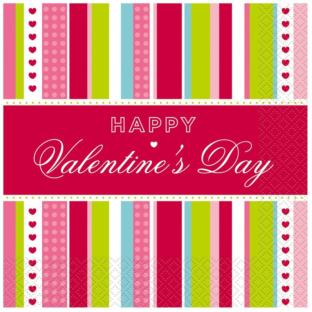 Valentine Stripe Luncheon Napkins, 20ct