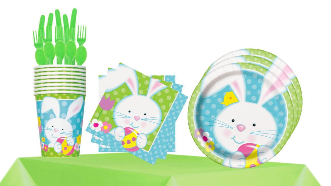 Easter Blue Bunny Party Supplies Kit Serves For 8