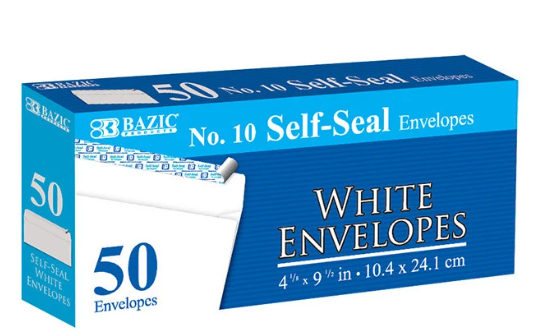 #10 Self-Seal White Envelope (50/Pack)