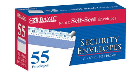 #6 3/4 Self-Seal Security Envelope (55/Pack)